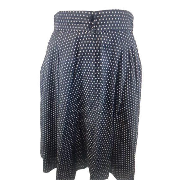 Comme Toi Knee Length White Polka Dot  Blue A-line Skirt Size M 6/8 - Picture 2 of 9